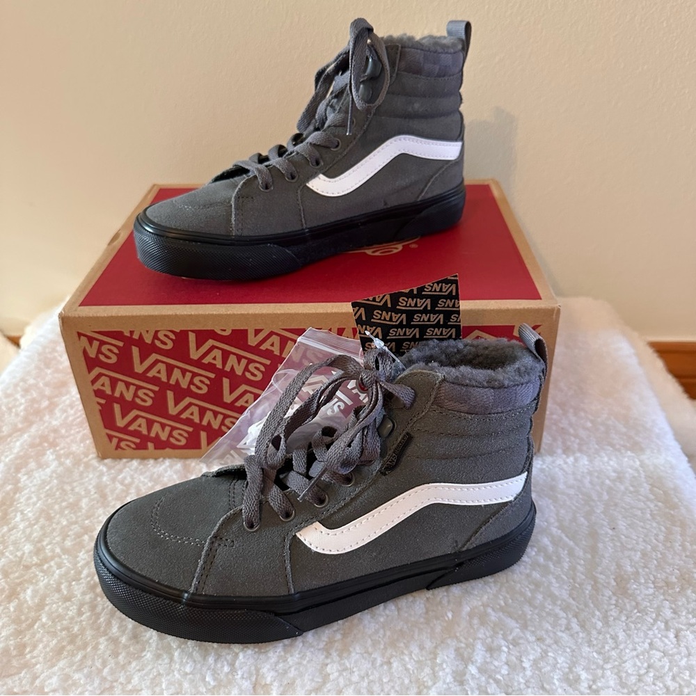 Boy’s Grey Vans High-Top Sneakers